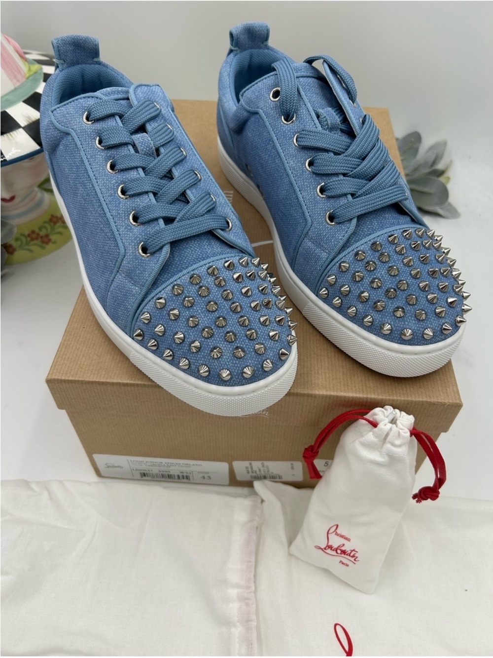 Men’s Christian Louboutin, Louis Jr, ORLATO Spike sneaker size 43 made in Italy